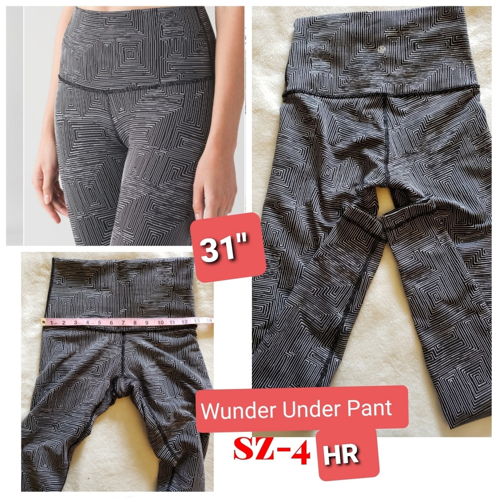 Lululemon Wunder Under Pant High-Rise Maze Jacquard White Black sz-4
